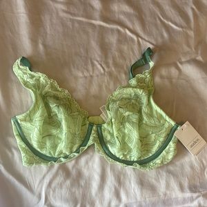 Auden green lace underwire bra